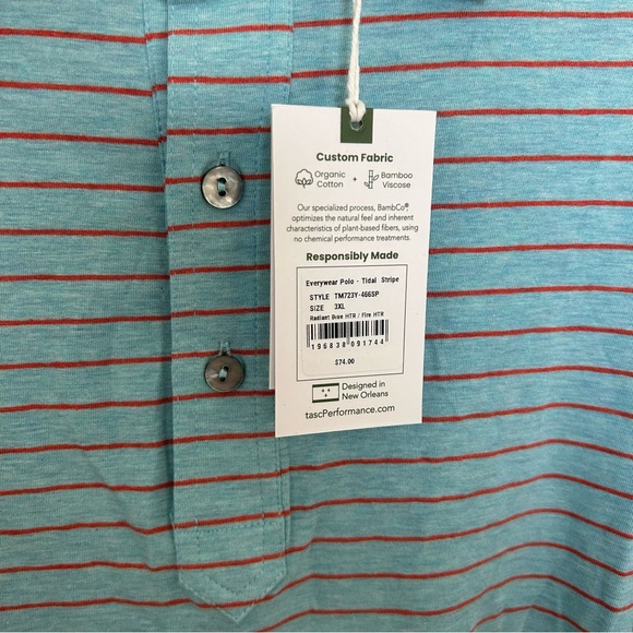 Men’s tasc Everywhere Polo, Tidal Stripe, 3XL - Picture 5 of 7